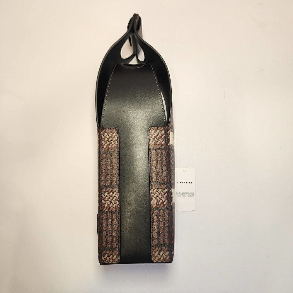 NWT Coach CN417 Wine Carrier With Plaid Print Gunmetal/Black Multi - Picture 2 of 5